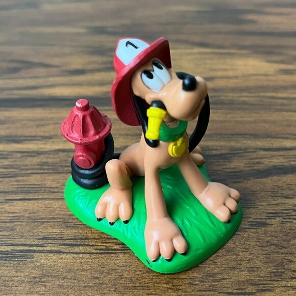 Disney Pluto Fireman Firefighter PVC Figure Cake Topper Hydrant Water Hose - Picture 13 of 14